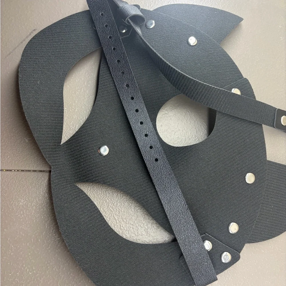 Black Leather Mask with Silver Studs